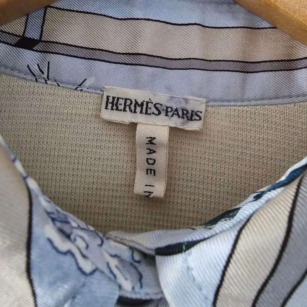 Hermes Margiela Winter Skiers & Holly Silk Wool Blend Polo Style Sweater Size S - Picture 2 of 12